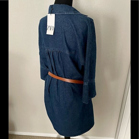 NWT Zara Belted Denim Shirt Dress - Picture 10 of 12